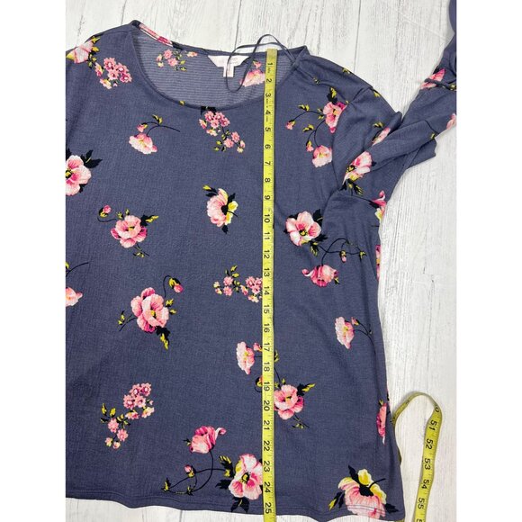 Lauren Conrad Womens Floral Print Bell Sleeve Blouse XL Purple/Pink Polyester - Picture 4 of 12